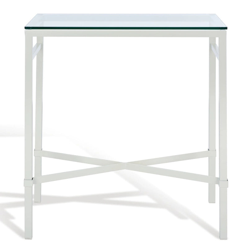 Table d'appoint métallique avec plateau en verre argenté/blanc/noir/doré – Simple