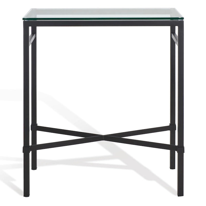 Table d'appoint métallique avec plateau en verre argenté/blanc/noir/doré – Simple