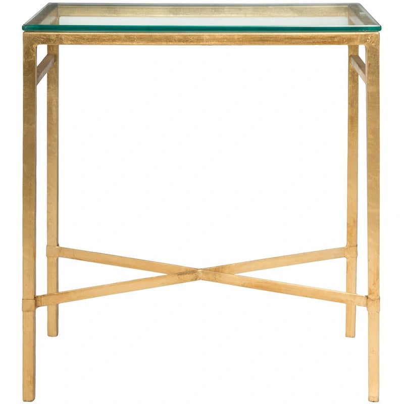 Table d'appoint métallique avec plateau en verre argenté/blanc/noir/doré – Simple