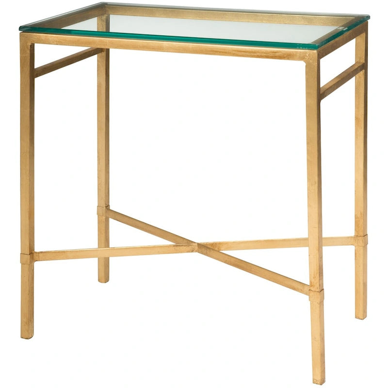 Table d'appoint métallique avec plateau en verre argenté/blanc/noir/doré – Simple