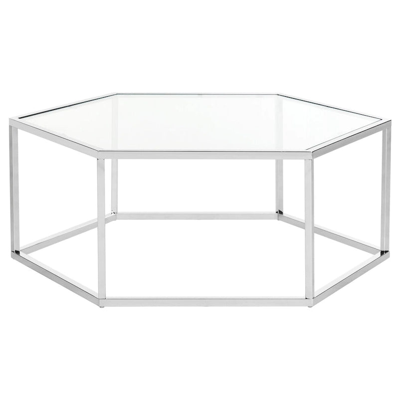 Table basse en verre hexagonale chromée – Style moderne, pièce d'accent 1 pièce