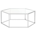 Table basse en verre hexagonale chromée – Style moderne, pièce d'accent 1 pièce