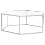 Table basse en verre hexagonale chromée – Style moderne, pièce d'accent 1 pièce