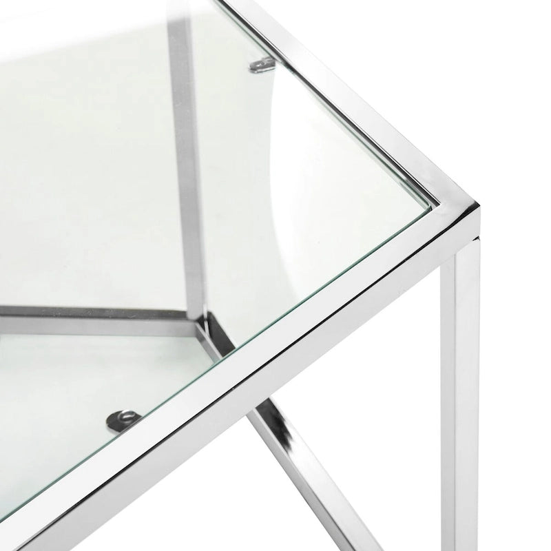 Table basse en verre hexagonale chromée – Style moderne, pièce d'accent 1 pièce