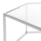 Table basse en verre hexagonale chromée – Style moderne, pièce d'accent 1 pièce