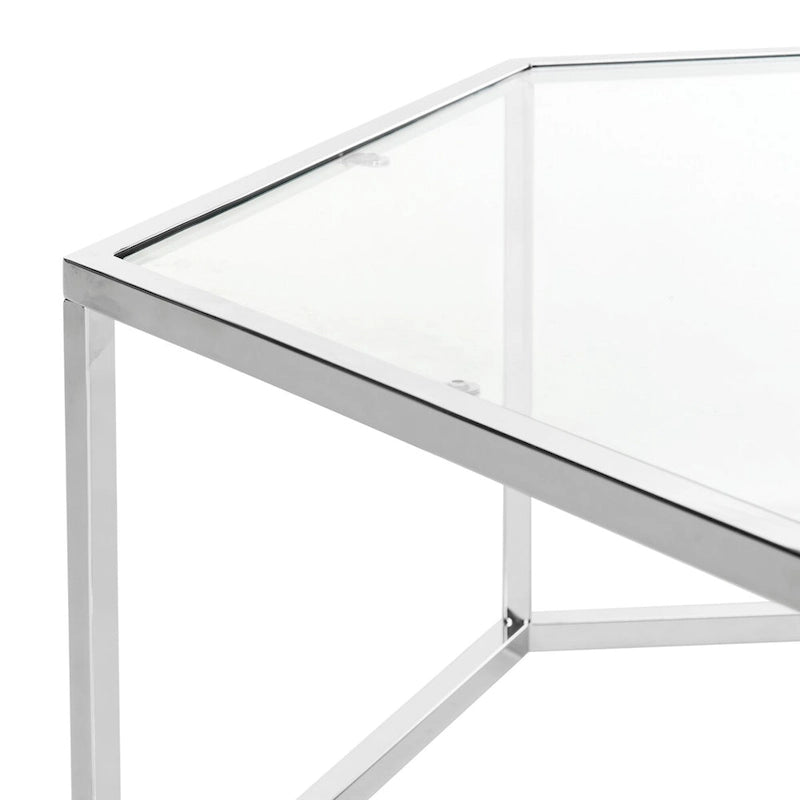 Table basse en verre hexagonale chromée – Style moderne, pièce d'accent 1 pièce