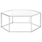 Table basse en verre hexagonale chromée – Style moderne, pièce d'accent 1 pièce