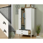 Armoire autoportante avec portes et tiroir, 1 personne - Blanc doux / Chêne corbeau / Chêne mystique