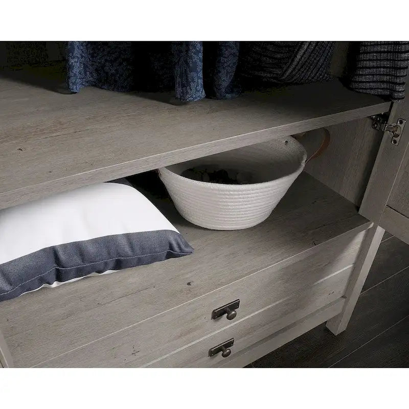 Armoire autoportante avec portes et tiroir, 1 personne - Blanc doux / Chêne corbeau / Chêne mystique