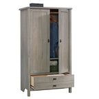 Armoire autoportante avec portes et tiroir, 1 personne - Blanc doux / Chêne corbeau / Chêne mystique