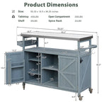 Chariot de cuisine d'extérieur pour barbecue en bois de sapin naturel, brun foncé/bleu-gris, 1 personne, plateau en acier inoxydable