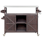 Chariot de cuisine d'extérieur pour barbecue en bois de sapin naturel, brun foncé/bleu-gris, 1 personne, plateau en acier inoxydable