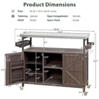 Chariot de cuisine d'extérieur pour barbecue en bois de sapin naturel, brun foncé/bleu-gris, 1 personne, plateau en acier inoxydable