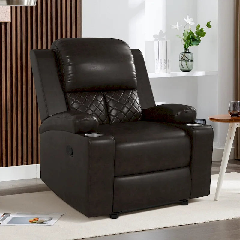 Fauteuil inclinable manuel brun/noir, une place, pour 1 personne