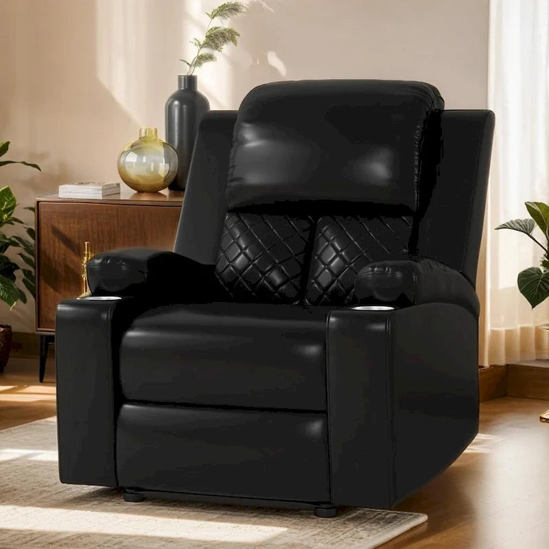 Fauteuil inclinable manuel brun/noir, une place, pour 1 personne