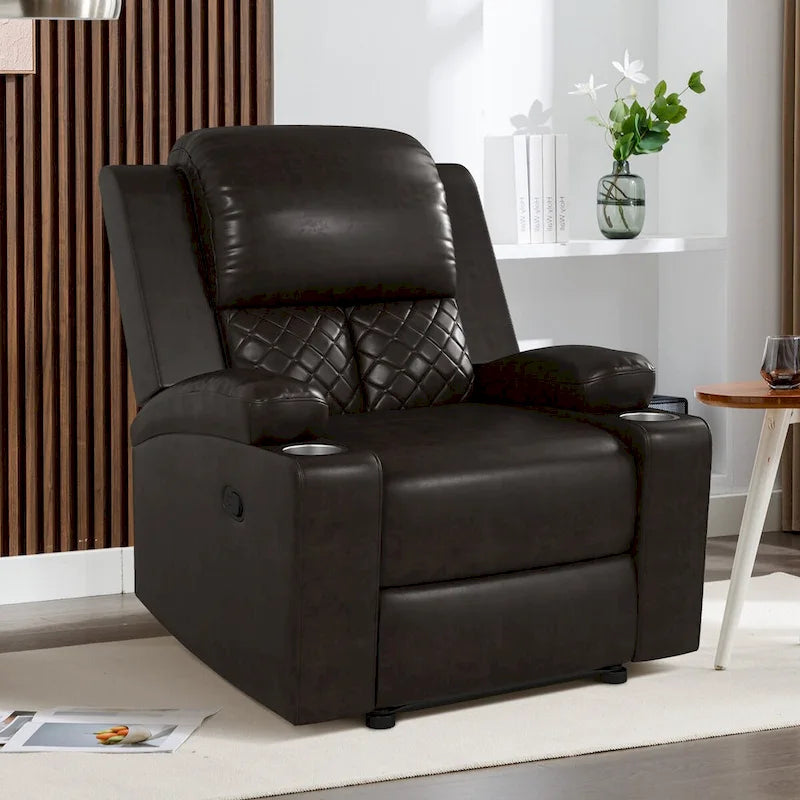 Fauteuil inclinable manuel brun/noir, une place, pour 1 personne