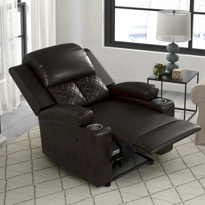 Fauteuil inclinable manuel brun/noir, une place, pour 1 personne