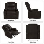 Fauteuil inclinable manuel brun/noir, une place, pour 1 personne
