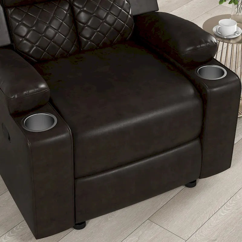 Fauteuil inclinable manuel brun/noir, une place, pour 1 personne