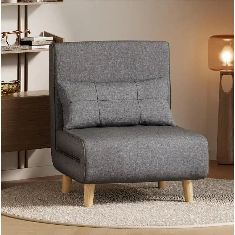 Fauteuil convertible 3-en-1 gris, simple, en lin