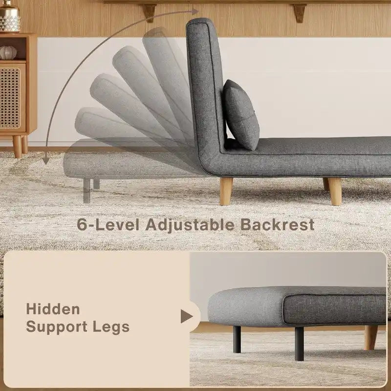Fauteuil convertible 3-en-1 gris, simple, en lin