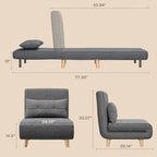 Fauteuil convertible 3-en-1 gris, simple, en lin