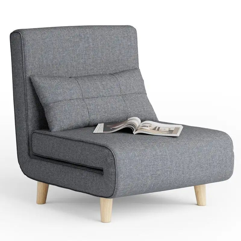 Fauteuil convertible 3-en-1 gris, simple, en lin