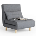 Fauteuil convertible 3-en-1 gris, simple, en lin