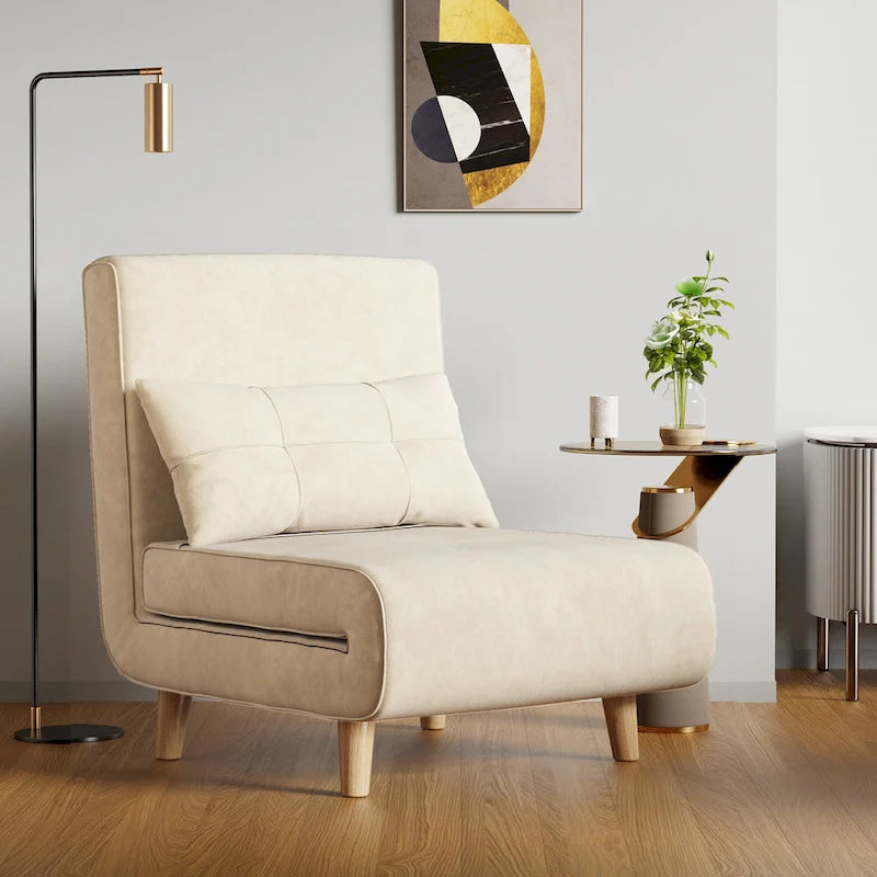 Fauteuil convertible 3-en-1 gris, simple, en lin