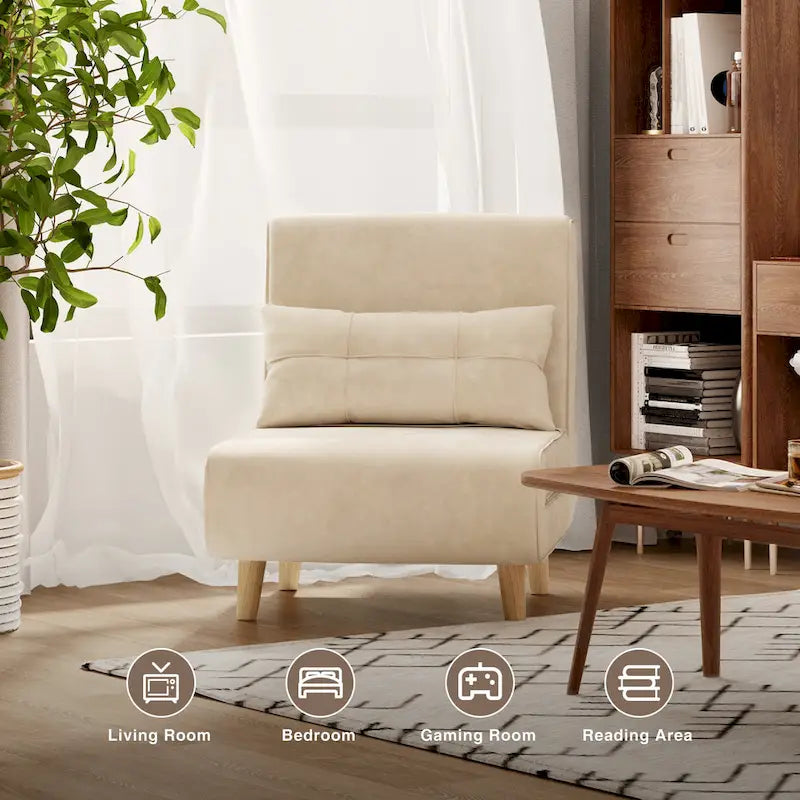 Fauteuil convertible 3-en-1 gris, simple, en lin