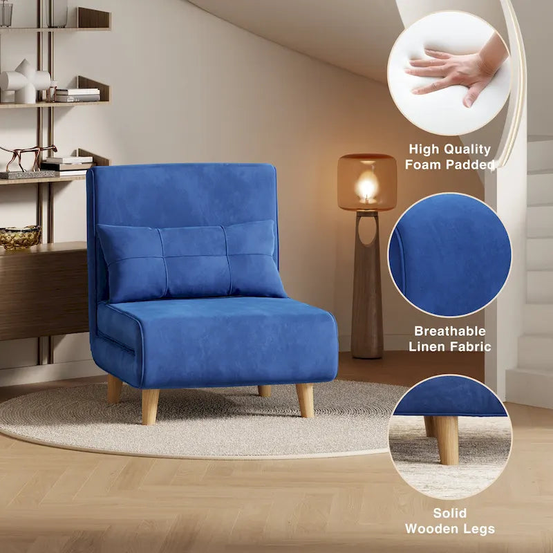 Fauteuil convertible 3-en-1 gris, simple, en lin