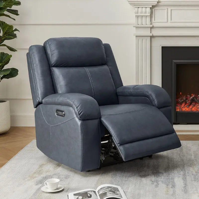 Fauteuil inclinable électrique crème/gris avec appui-tête et chargeur USB, une place