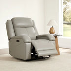 Fauteuil inclinable électrique crème/gris avec appui-tête et chargeur USB, une place
