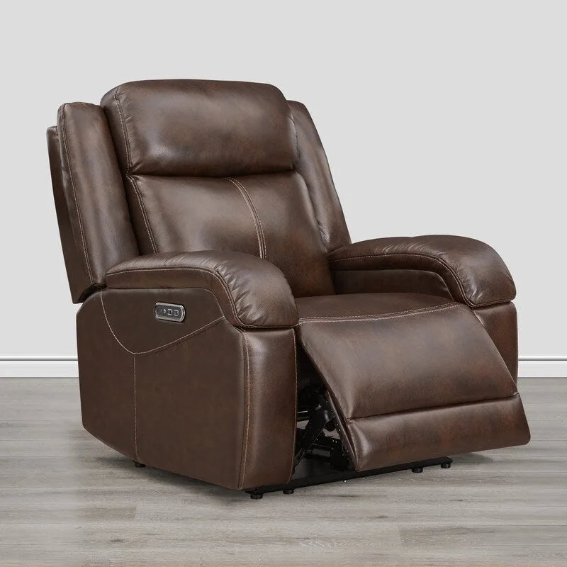 Fauteuil inclinable électrique crème/gris avec appui-tête et chargeur USB, une place