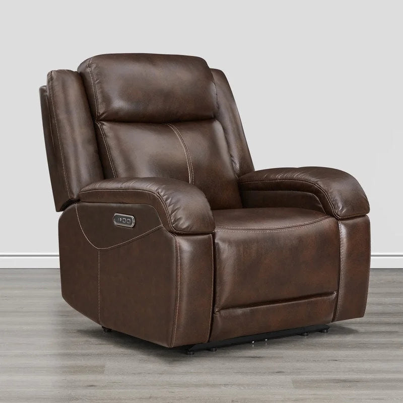Fauteuil inclinable électrique crème/gris avec appui-tête et chargeur USB, une place