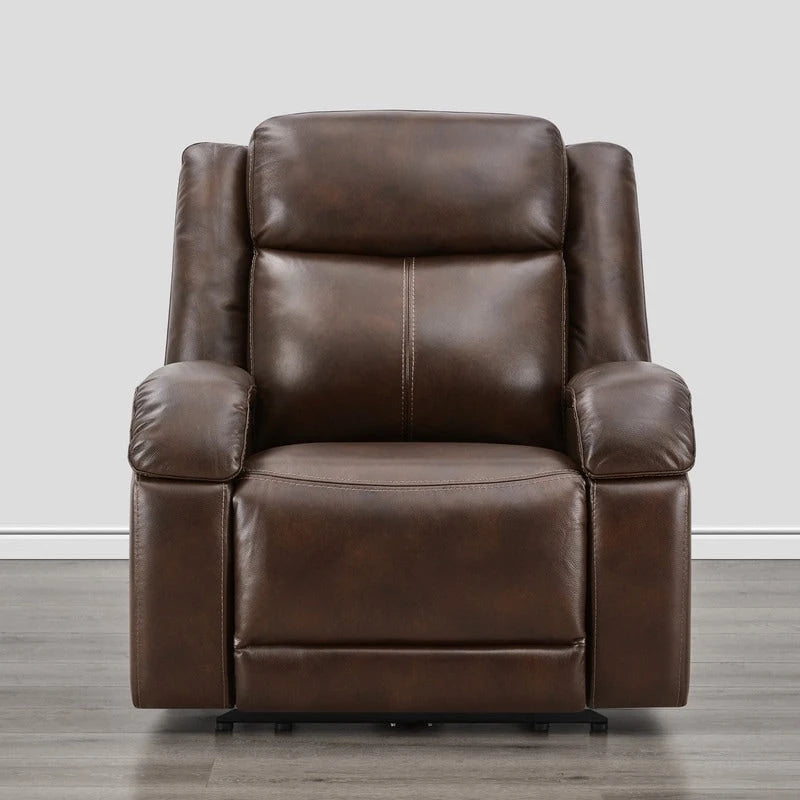Fauteuil inclinable électrique crème/gris avec appui-tête et chargeur USB, une place