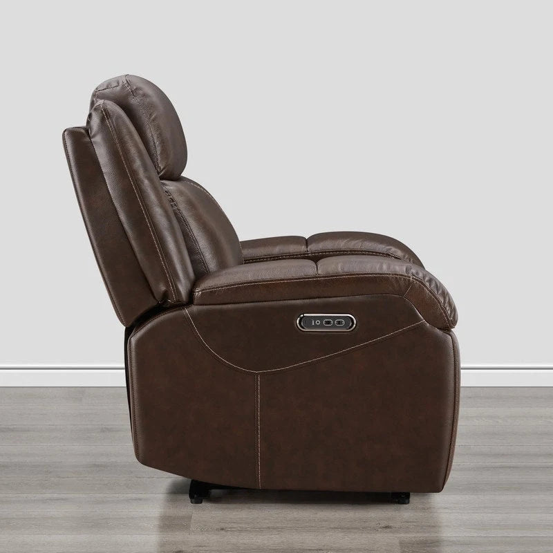Fauteuil inclinable électrique crème/gris avec appui-tête et chargeur USB, une place