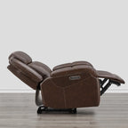 Fauteuil inclinable électrique crème/gris avec appui-tête et chargeur USB, une place