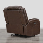 Fauteuil inclinable électrique crème/gris avec appui-tête et chargeur USB, une place