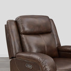 Fauteuil inclinable électrique crème/gris avec appui-tête et chargeur USB, une place