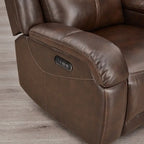 Fauteuil inclinable électrique crème/gris avec appui-tête et chargeur USB, une place