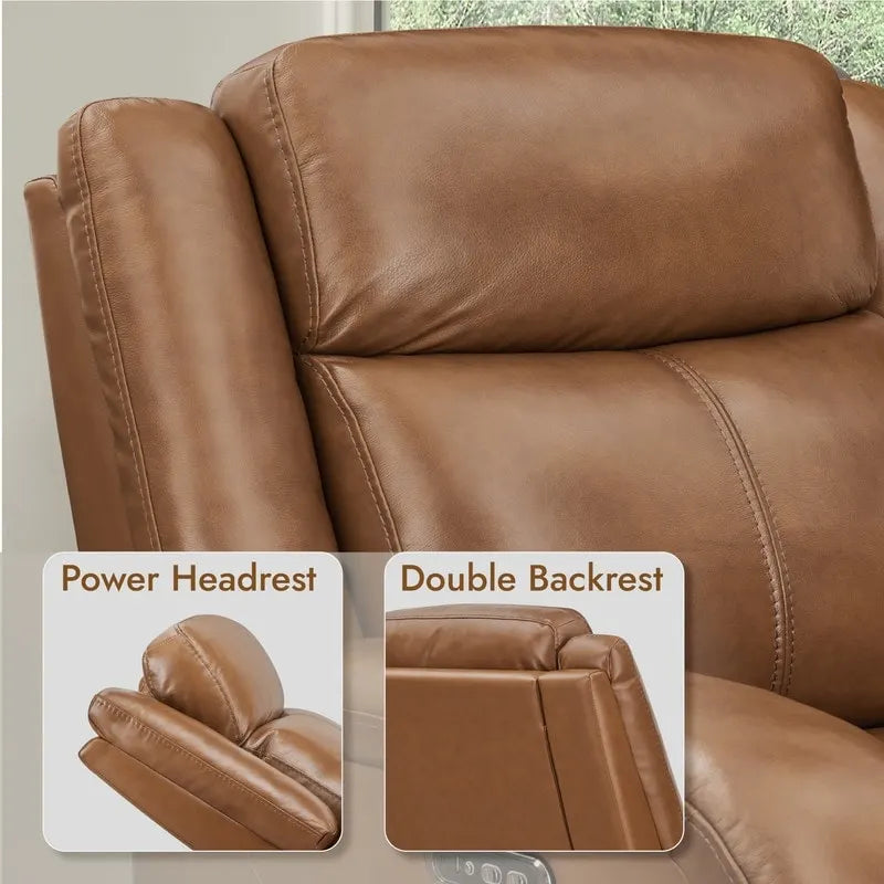 Fauteuil inclinable électrique crème/gris avec appui-tête et chargeur USB, une place