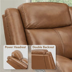Fauteuil inclinable électrique crème/gris avec appui-tête et chargeur USB, une place