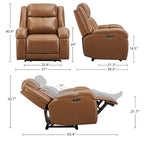 Fauteuil inclinable électrique crème/gris avec appui-tête et chargeur USB, une place