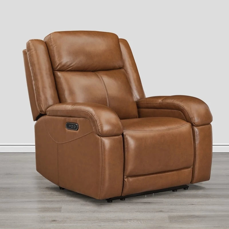 Fauteuil inclinable électrique crème/gris avec appui-tête et chargeur USB, une place