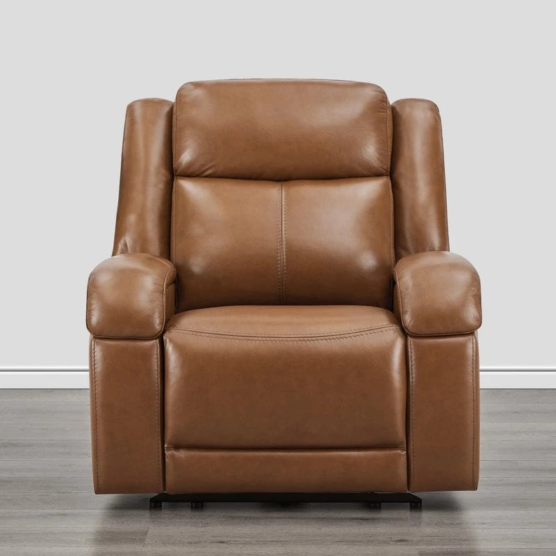 Fauteuil inclinable électrique crème/gris avec appui-tête et chargeur USB, une place