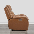 Fauteuil inclinable électrique crème/gris avec appui-tête et chargeur USB, une place