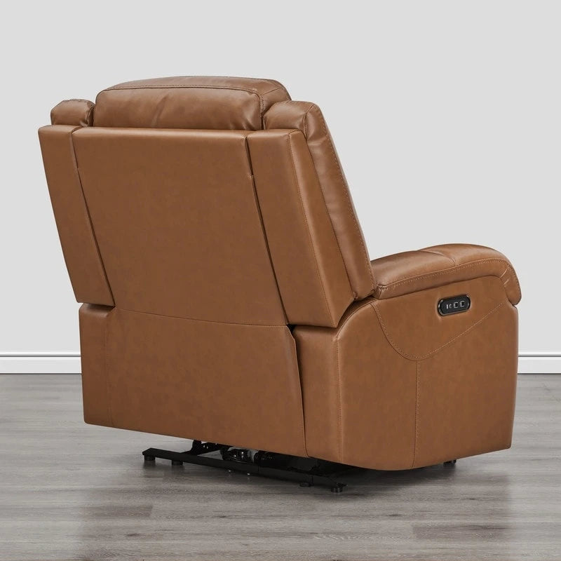 Fauteuil inclinable électrique crème/gris avec appui-tête et chargeur USB, une place