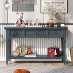 Console rétro avec 3 tiroirs et étagère inférieure – Bleu marine / Blanc antique / Gris délavé / Espresso