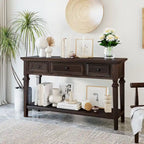 Console rétro avec 3 tiroirs et étagère inférieure – Bleu marine / Blanc antique / Gris délavé / Espresso